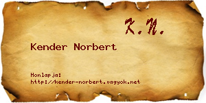 Kender Norbert névjegykártya